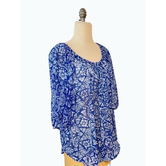 CabiĀ The Blues Peasant Blouse #318 Smallāand Medium - Picture 3 of 7